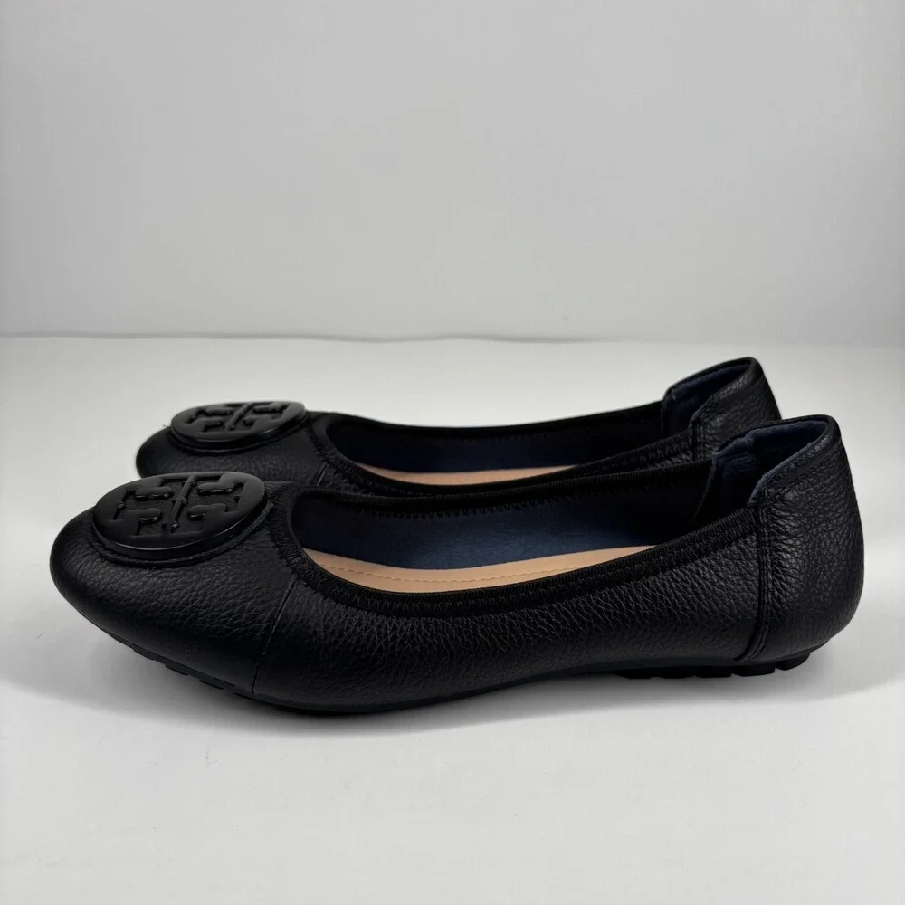 Tory Burch Minnie Women's US 6/36 Perfect Black Leather‎ Travel Ballet Flats